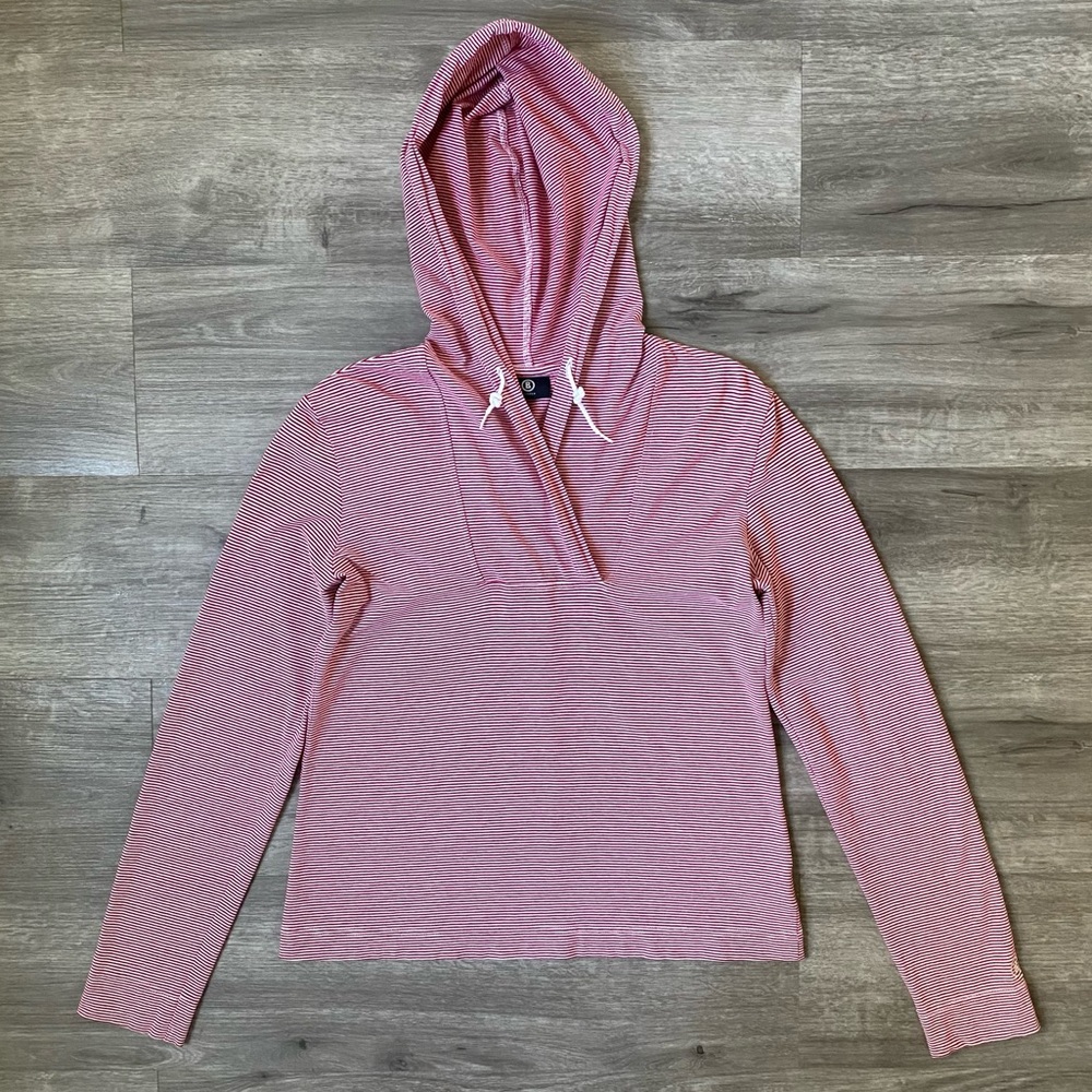 Bogner Red White Striped Cotton Lightweight Hoodie Sweatshirt 10